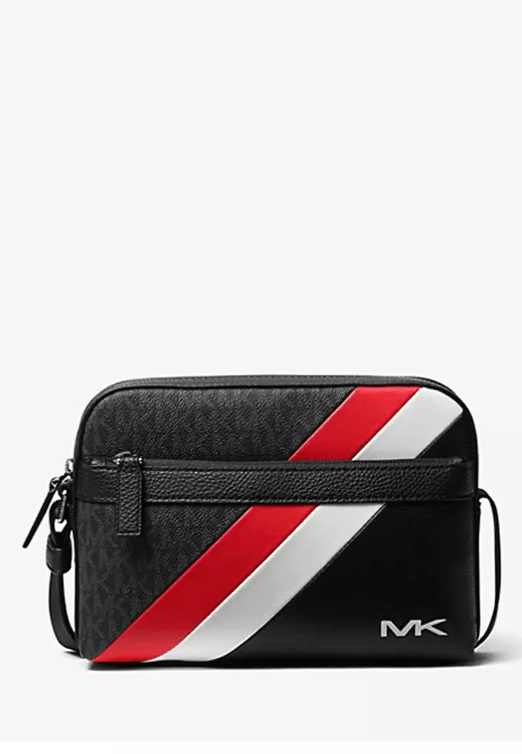 MICHAEL KORS Michael Kors Cooper Logo Stripe and Faux Leather Crossbody Bag