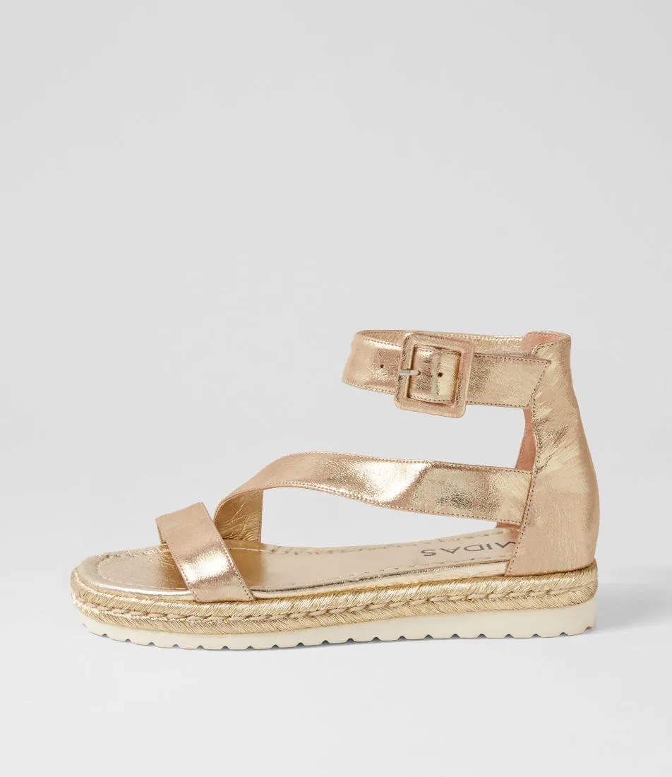 MIDAS Sissle Old Gold Scratch Leather Sandals