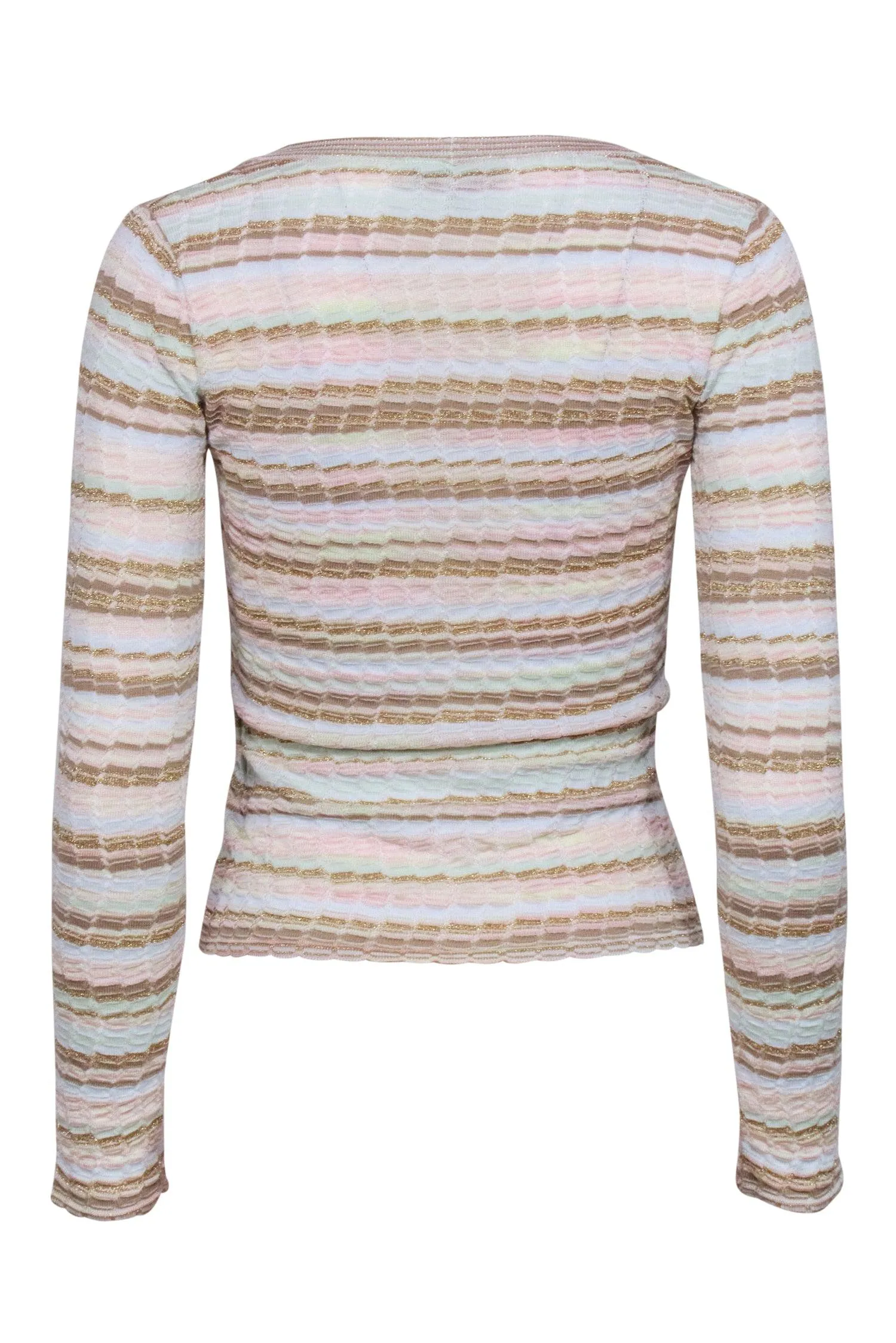 Missoni - Beige, Mint, Gold, & Pink Stripe Knit Cardigan Sz 2