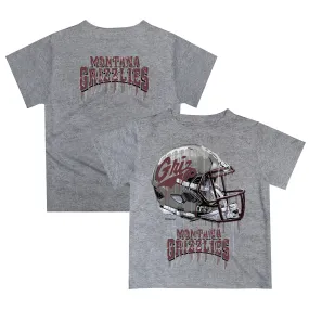 Montana Grizzlies Youth Gray Dripping Helmet T-Shirt