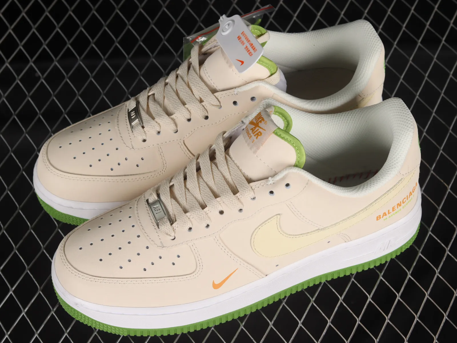 Nike Air Force 1 07 Low BALENCIAGA Cream Green Orange 315122-008