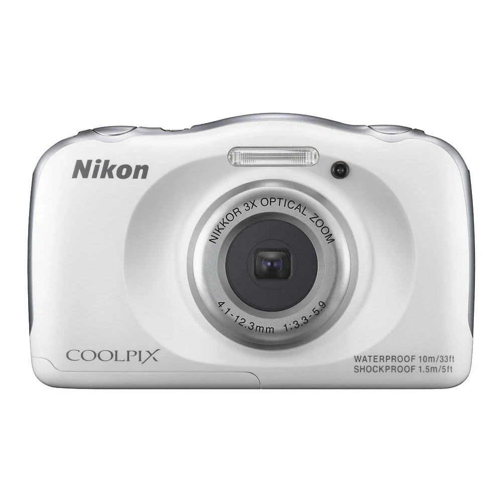 Nikon S33WH 13.2MP Waterproof Shockproof Digital Camera White - OPEN BOX | Electronic Express