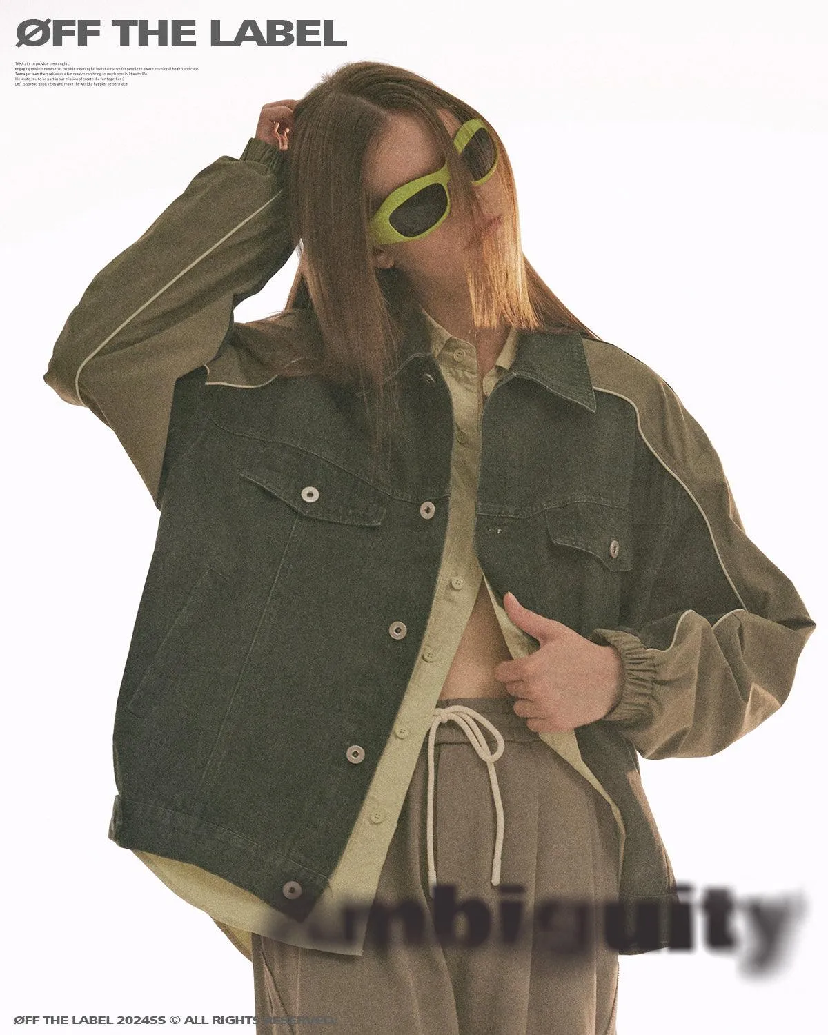 Off The Label two-tone denim jacket green