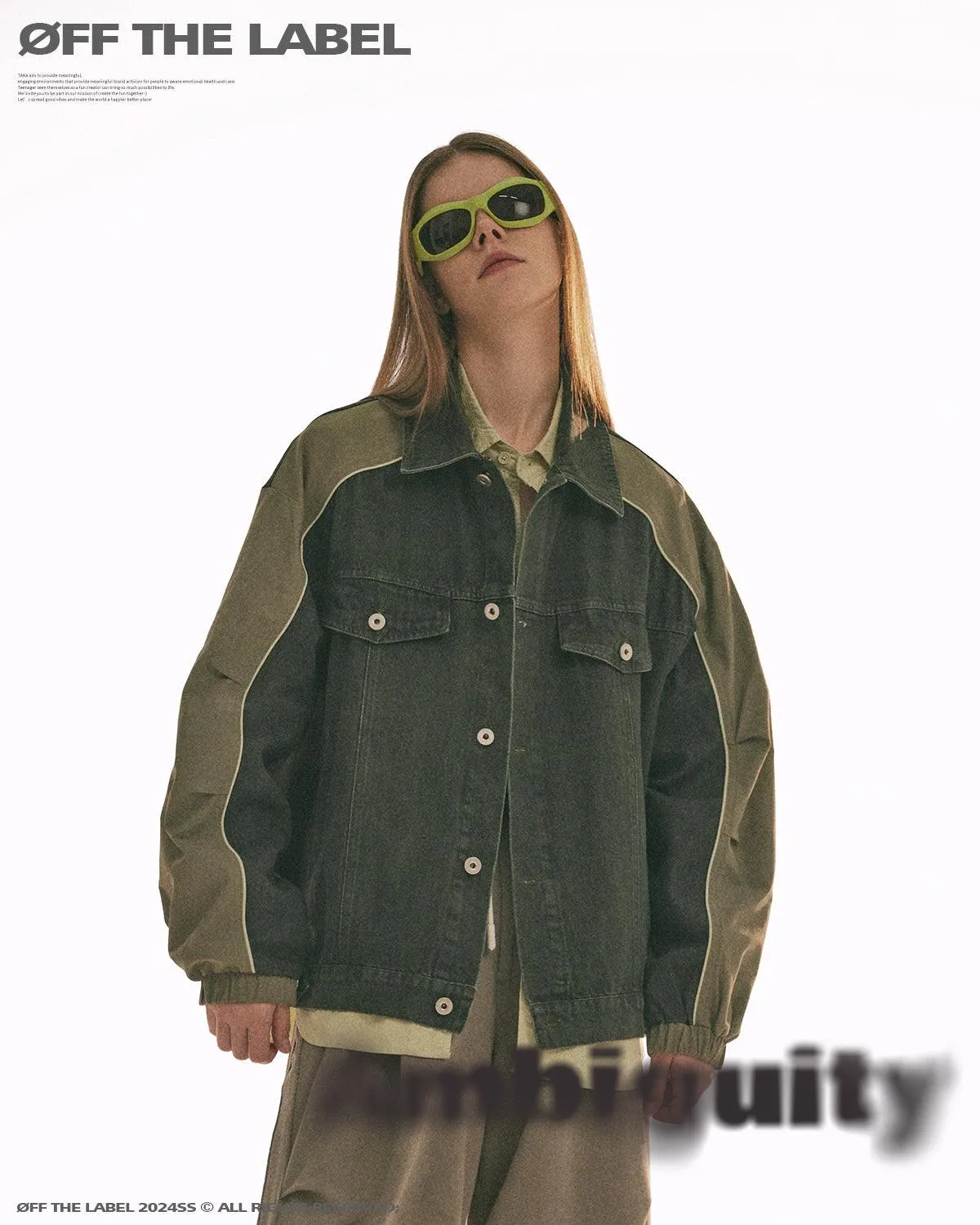 Off The Label two-tone denim jacket green