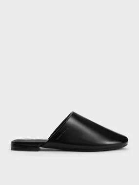 Padded Covered Flat Mules - Black