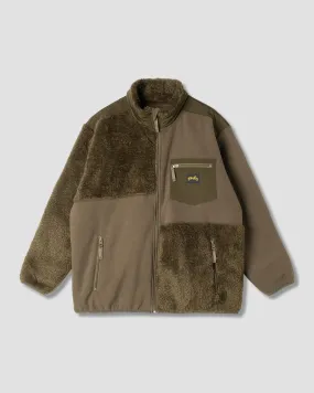 Patchwork Fleece Jacket (Olive)