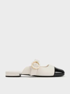 Patent Pearl Buckle Mary Jane Mules - Multi