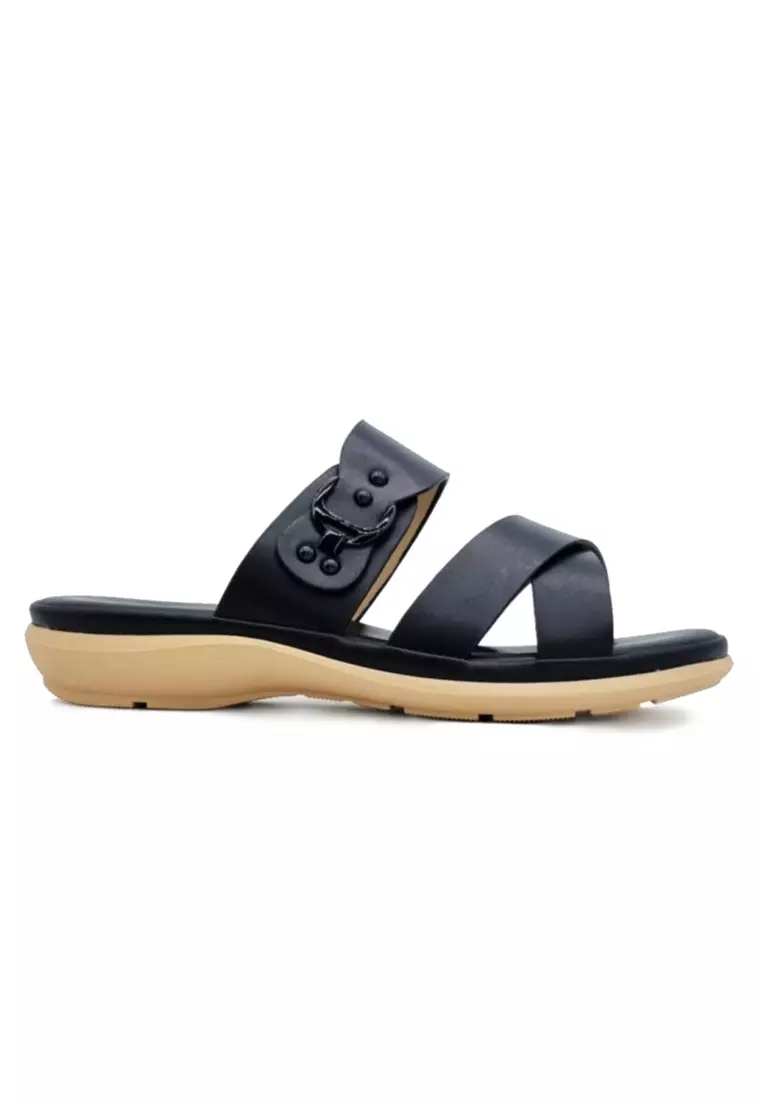 POLO HILL POLO HILL Ladies Cross Vamp Slip On Wedge Sandals