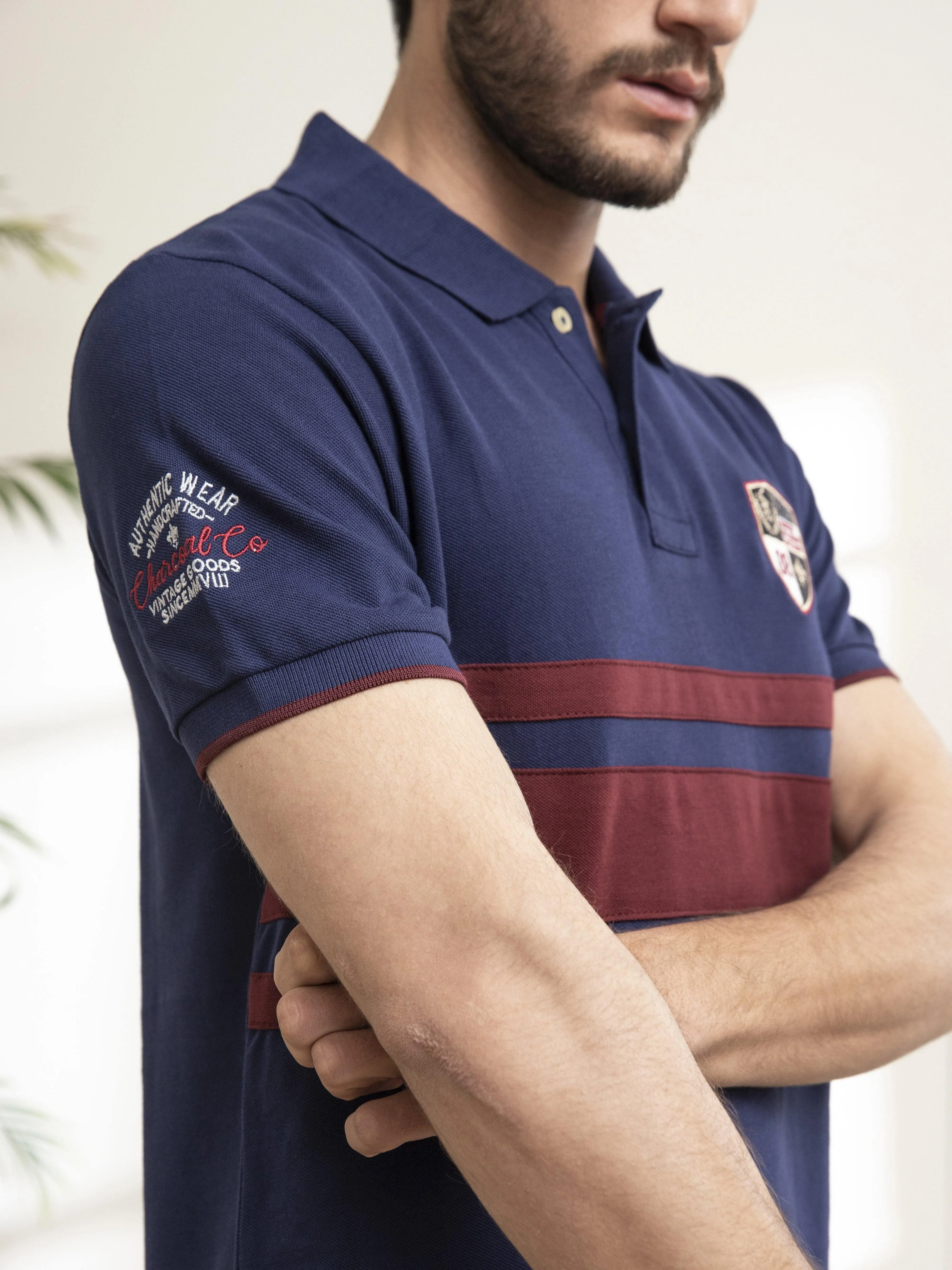 POLO SHIRT CHEST PANNEL NAVY