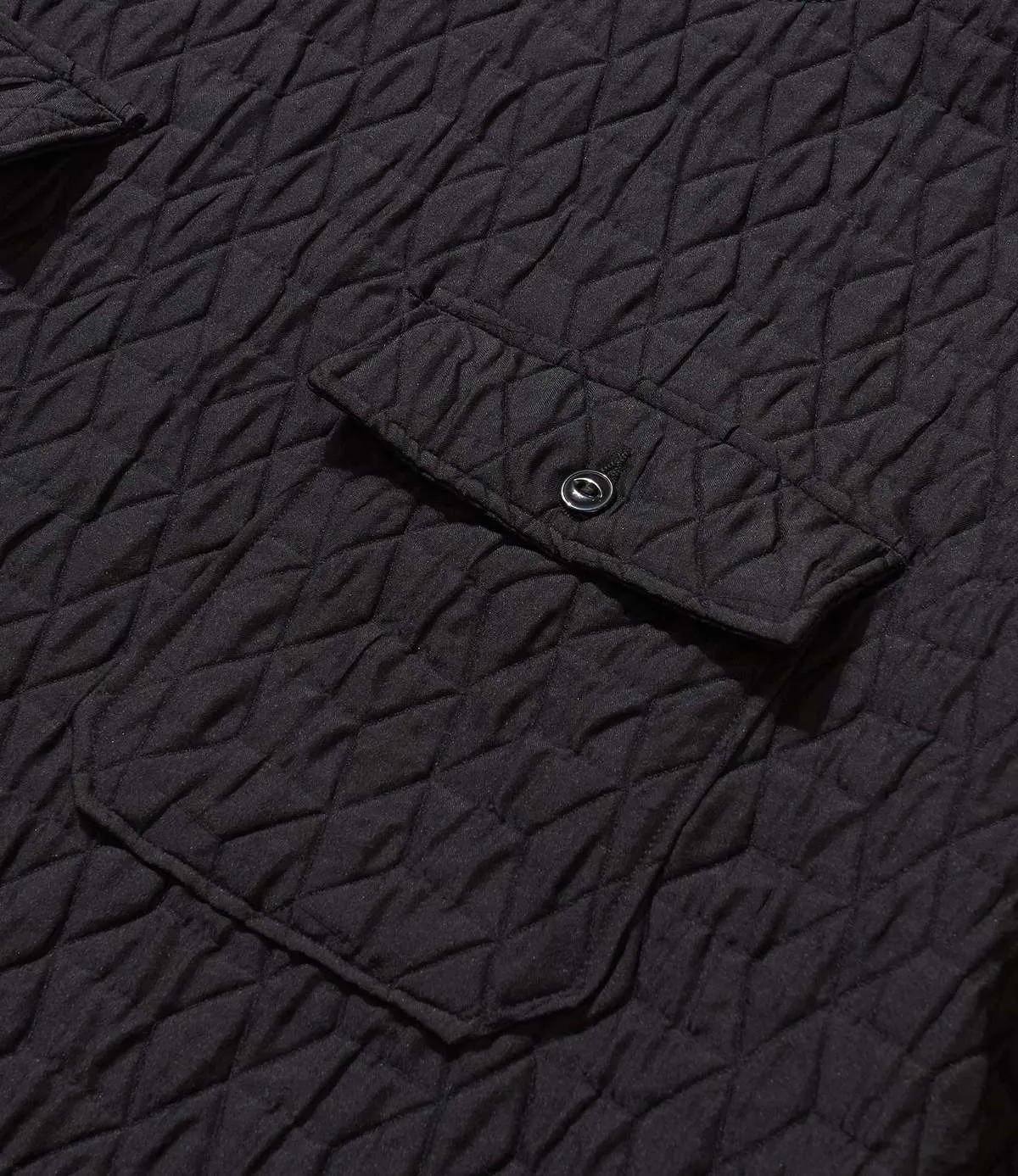 Polyester Geo Quilt Cagoule Shirt - Black