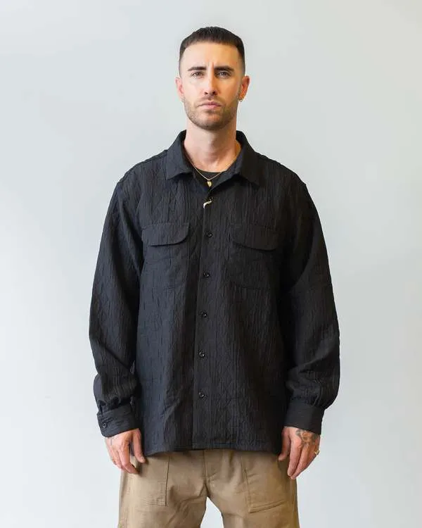 Polyester Geo Quilt Classic Shirt - Black 