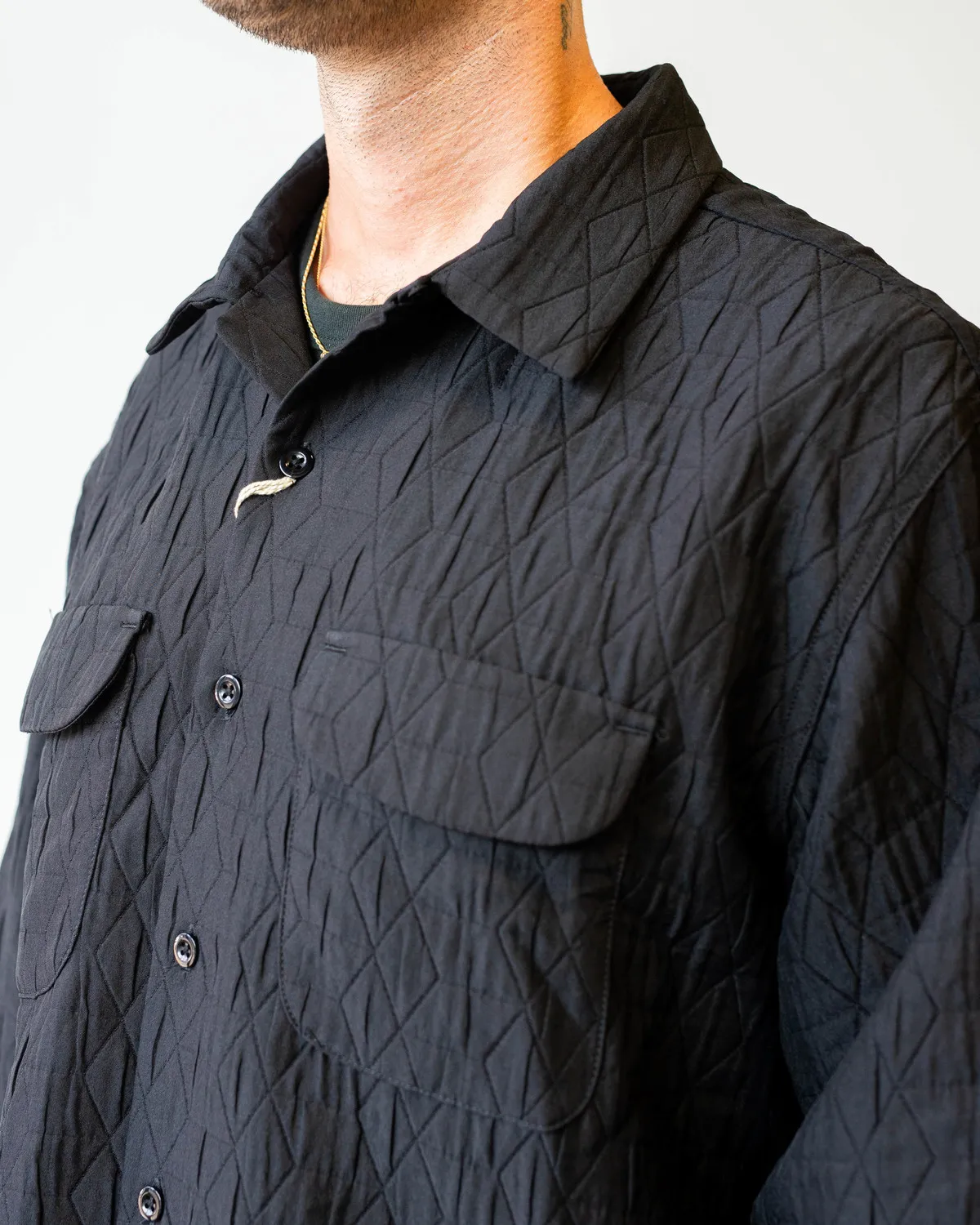 Polyester Geo Quilt Classic Shirt - Black 