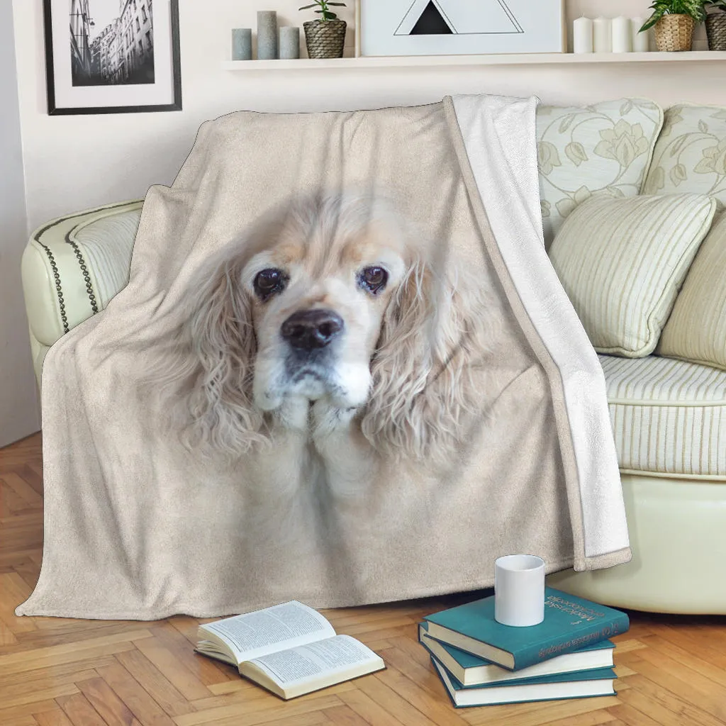 Premium Blanket American Cocker Spaniel Face Hair