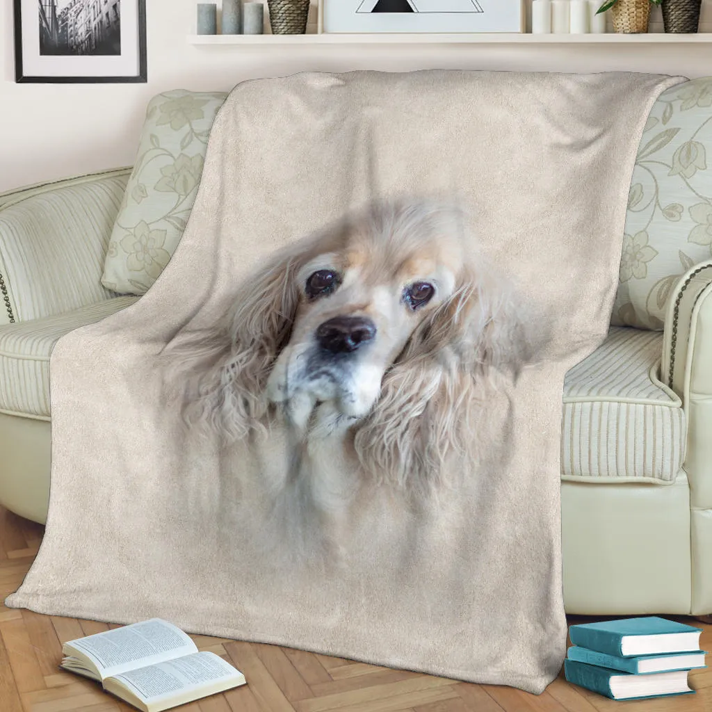 Premium Blanket American Cocker Spaniel Face Hair