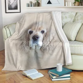 Premium Blanket American Cocker Spaniel Face Hair