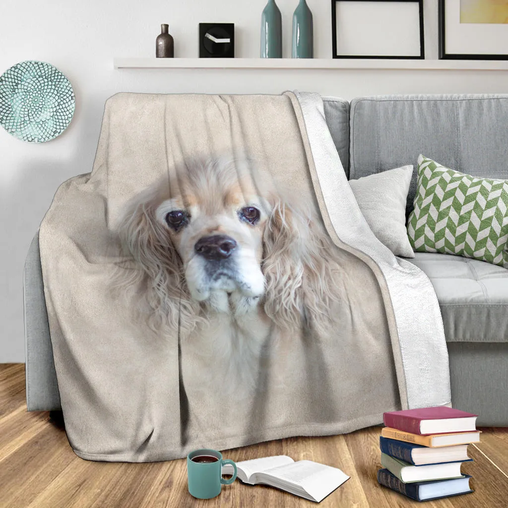 Premium Blanket American Cocker Spaniel Face Hair