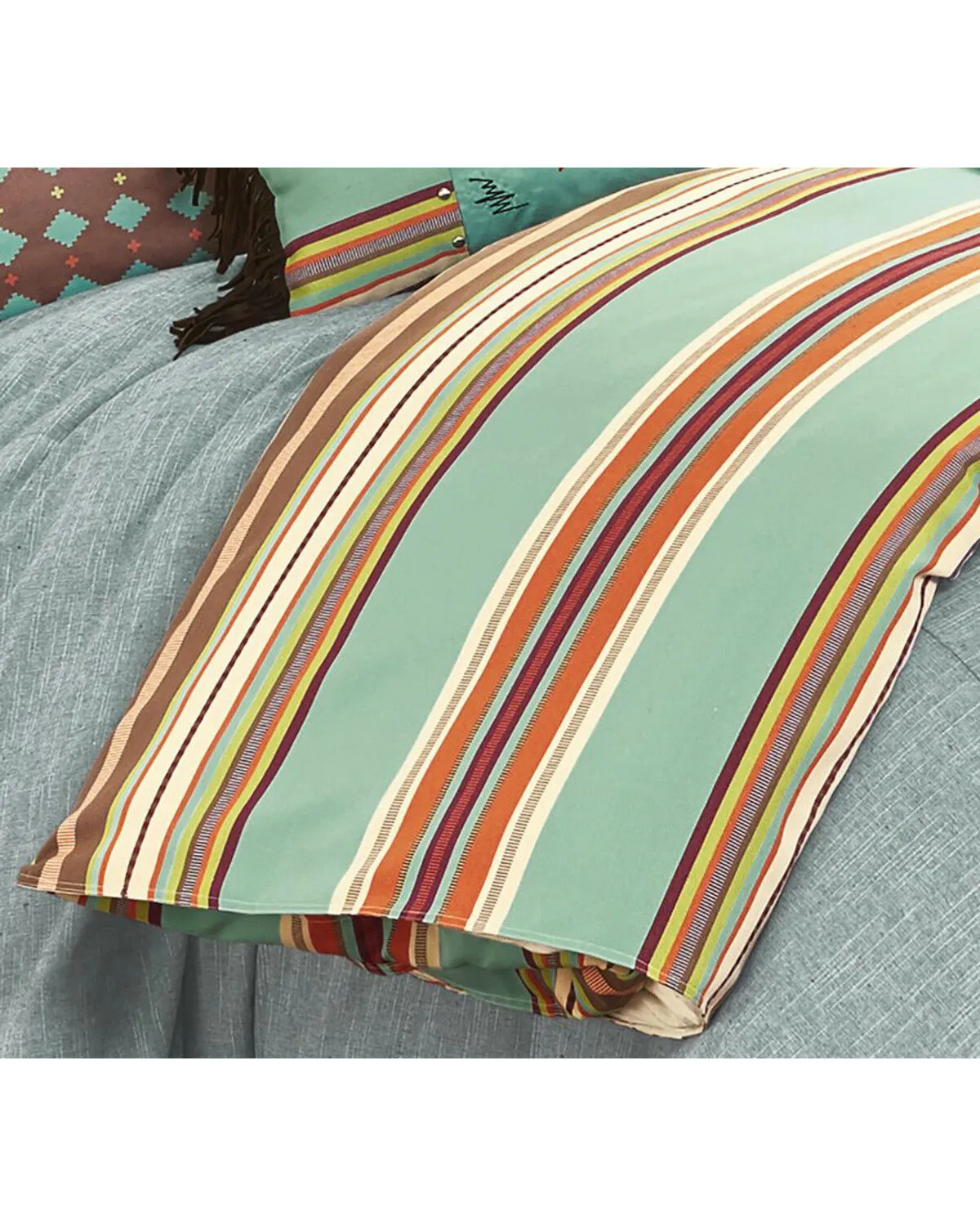 Product Name:  HiEnd Accents Turquoise Serape Duvet Cover - Super Queen