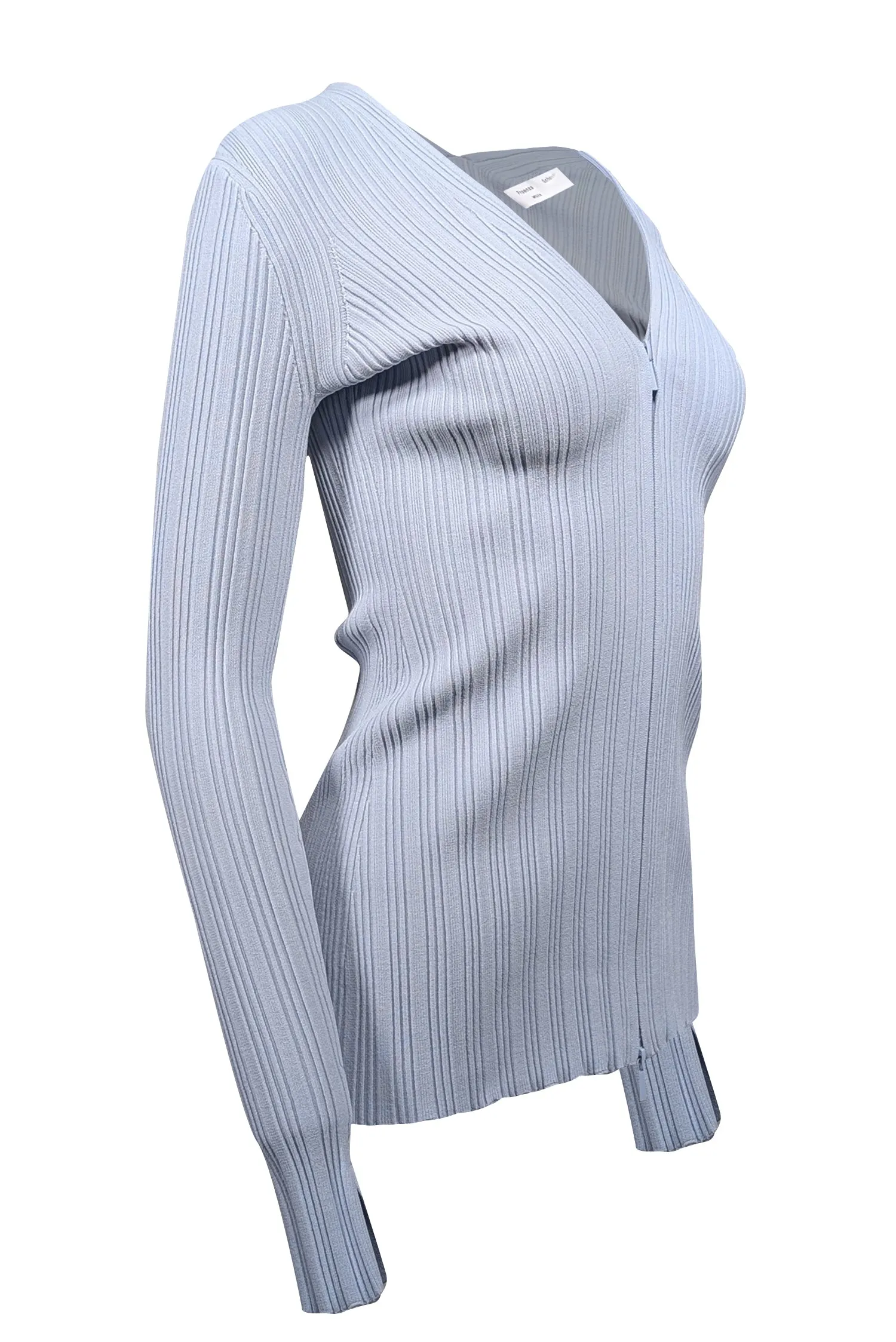 Proenza Schouler - Light Blue Ribbed Knit Zip-Up Cardigan Sz S