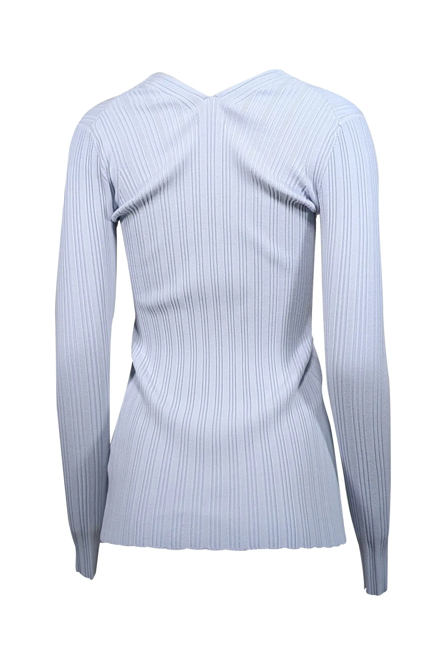 Proenza Schouler - Light Blue Ribbed Knit Zip-Up Cardigan Sz S