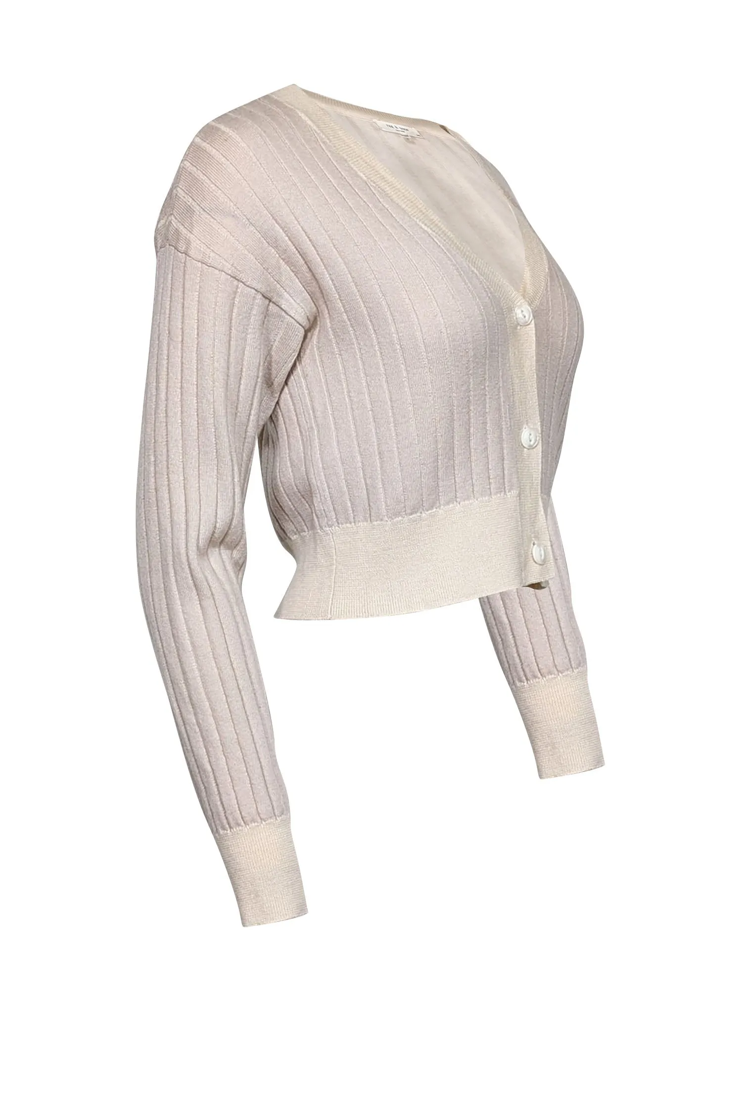 Rag & Bone - Pale Pink & Cream Wool Two-Tone Cropped Cardigan Sz S