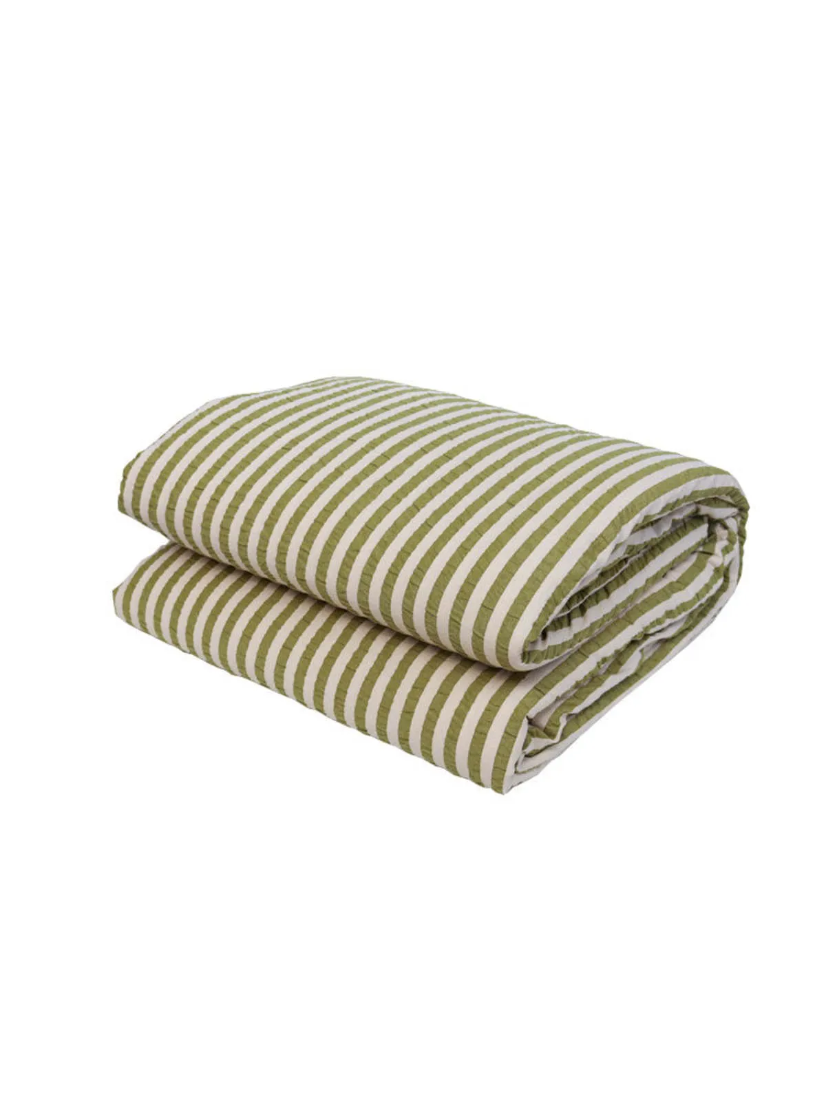 Seersucker Stripe Quilt Cover - pistachio/cream