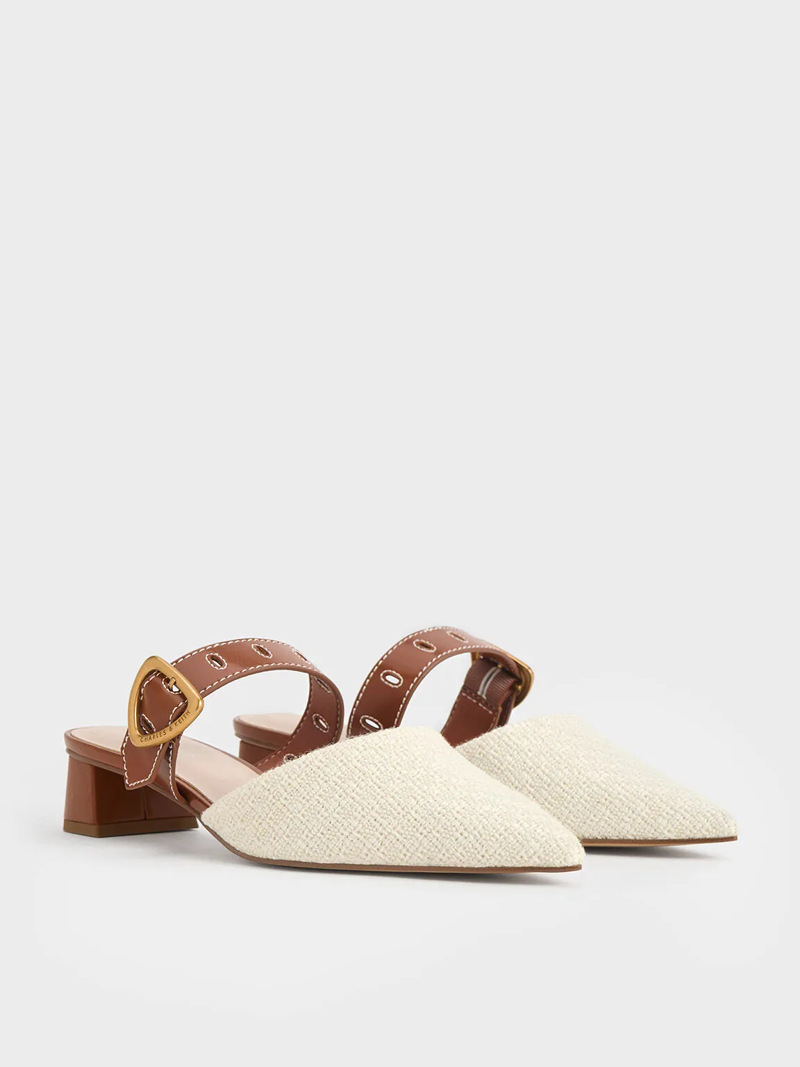 Sepphe Cut-Out Tweed Heeled Mules - Multi