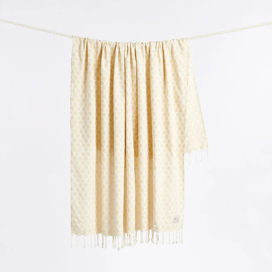 Slowtide Sad Happy Throw Blanket-Cream