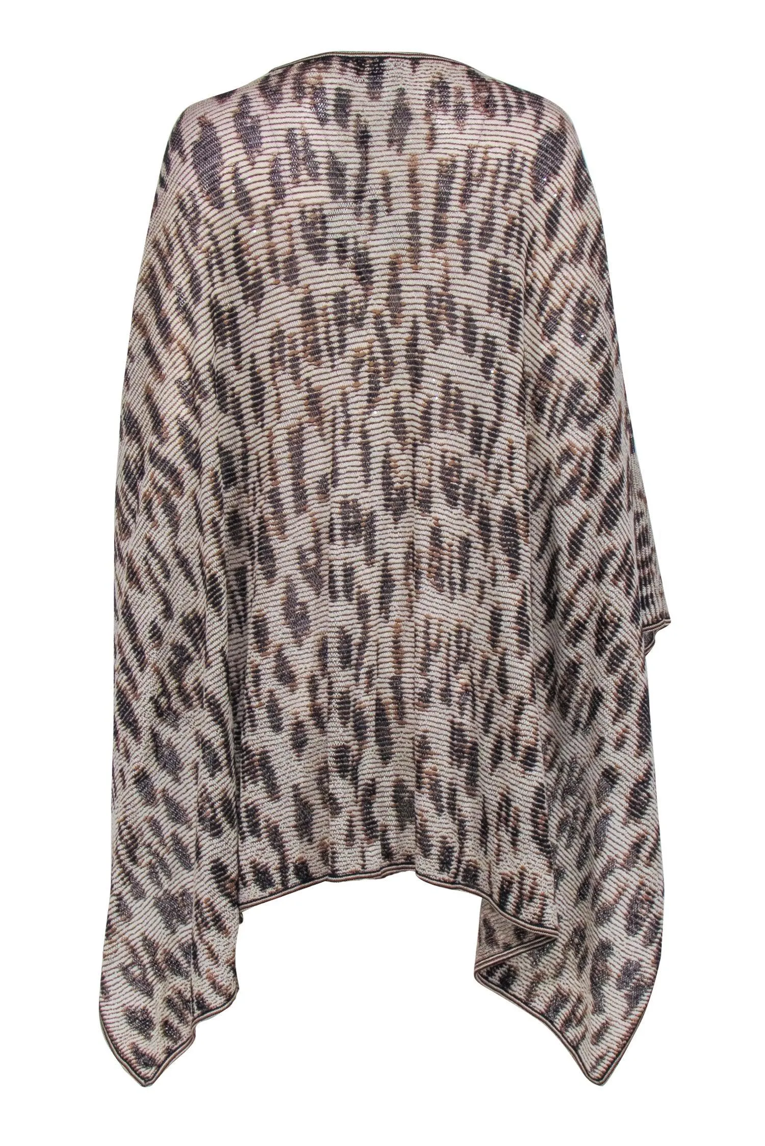 St. John - Beige & Brown Leopard Print Open Fron Cardigan Shawl Sz OS