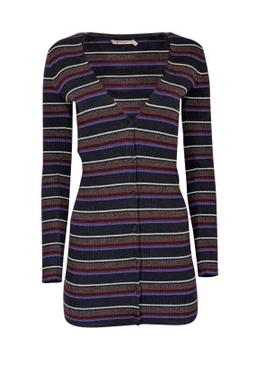 T by Alexander Wang - Navy, Grey, Maroon, & Mint Striped Long Sleeve Cardigan Sz XS