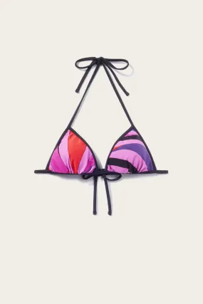 Top bikini con stampa Marmo