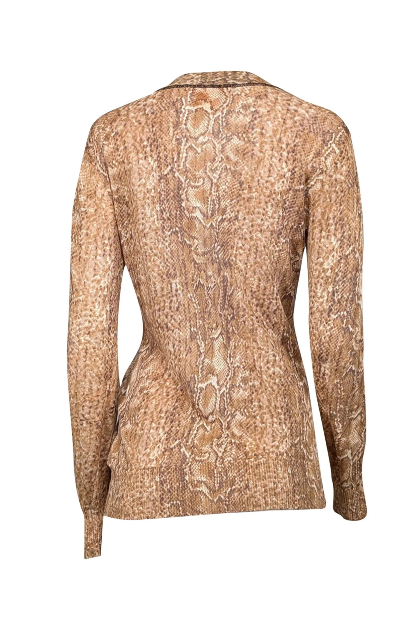 Tory Burch - Tan Snake Print Linen Blend Cardigan Sz M