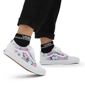 Vans Ladies White Multi Floral Retro Old Skool Trainers