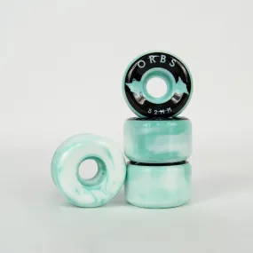 Welcome Skateboards - 52mm (99a) Orbs Specter Swirls Wheels - Teal / White