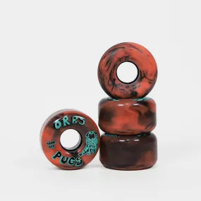 Welcome Skateboards - 56mm (85A) Orbs Pug Skateboard Wheels - Black / Coral