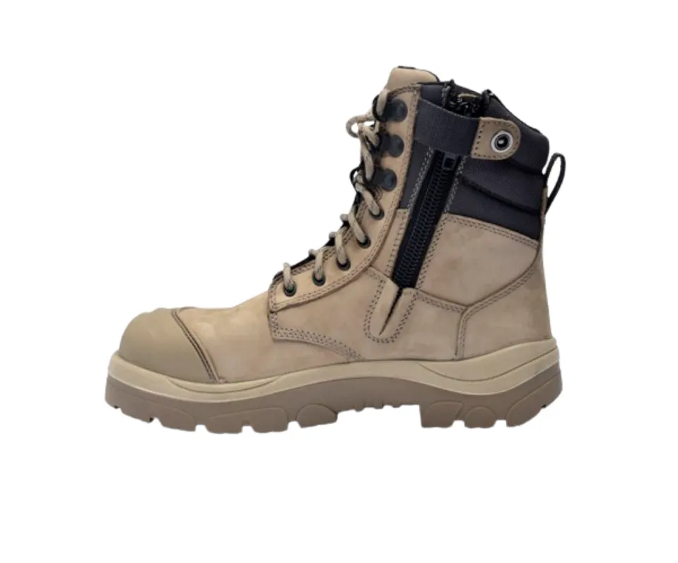 Wide Load 890SZ Steel Safety Toe Zip 8 inch Work Boot - Stone - 6E Only