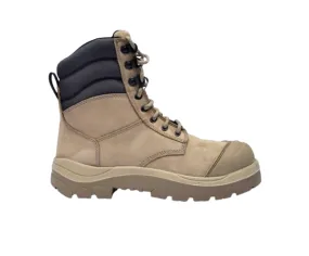 Wide Load 890SZ Steel Safety Toe Zip 8 inch Work Boot - Stone - 6E Only