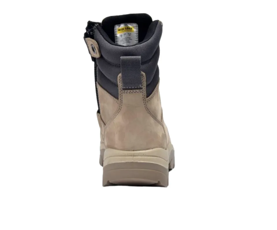 Wide Load 890SZ Steel Safety Toe Zip 8 inch Work Boot - Stone - 6E Only