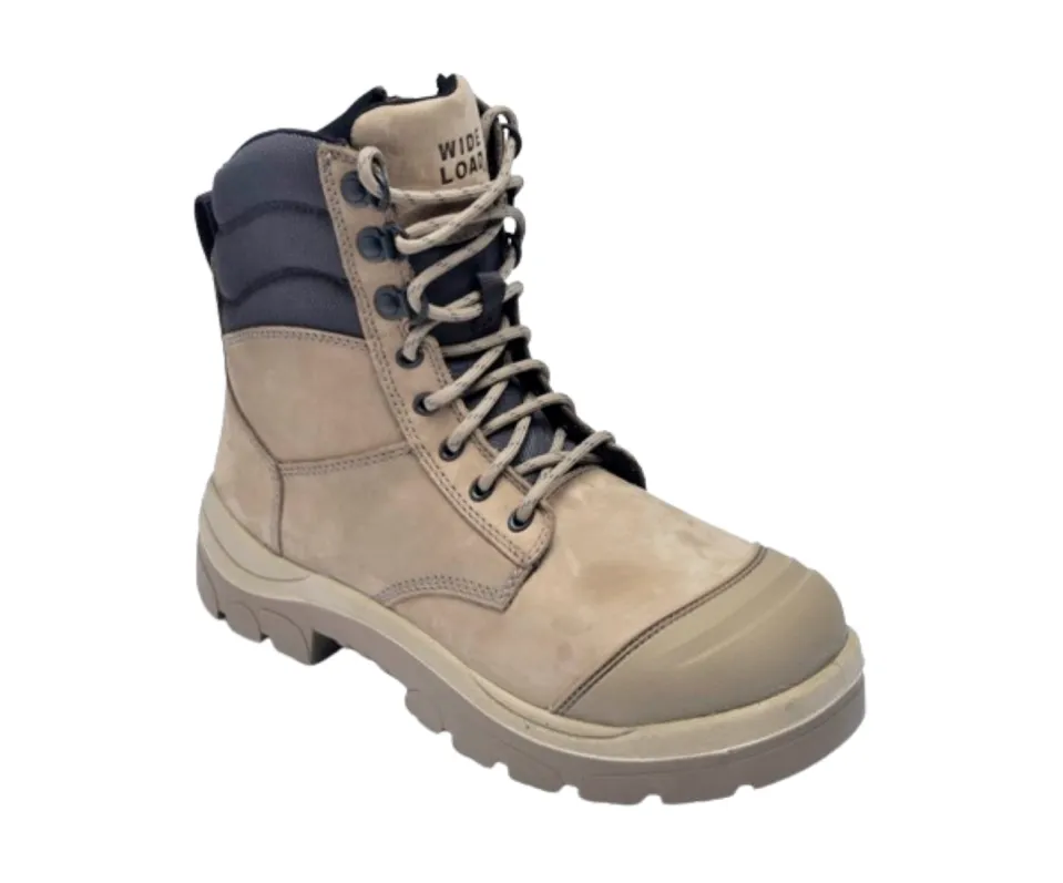 Wide Load 890SZ Steel Safety Toe Zip 8 inch Work Boot - Stone - 6E Only