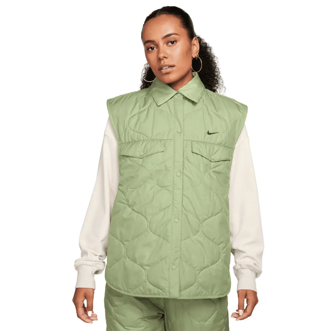 Women's Nike Sportswear Essential Quilted Vest - Oil Green/Black