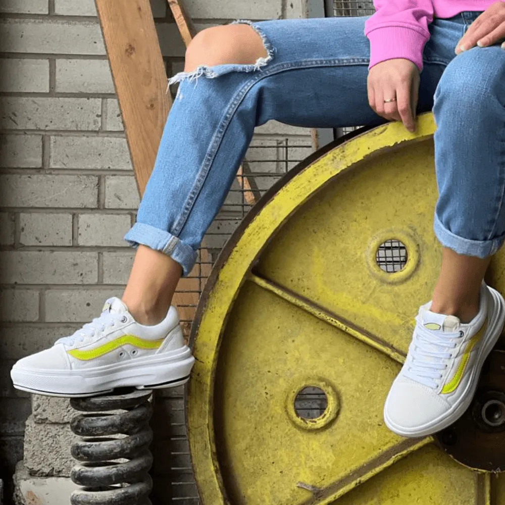 Womens Vans Old Skool Overt CC Trainers in White and Yellow