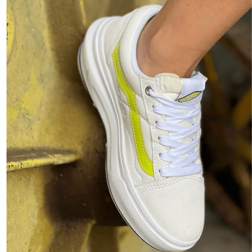 Womens Vans Old Skool Overt CC Trainers in White and Yellow