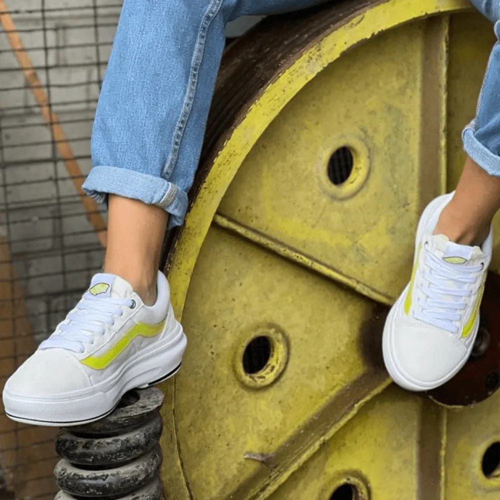 Womens Vans Old Skool Overt CC Trainers in White and Yellow